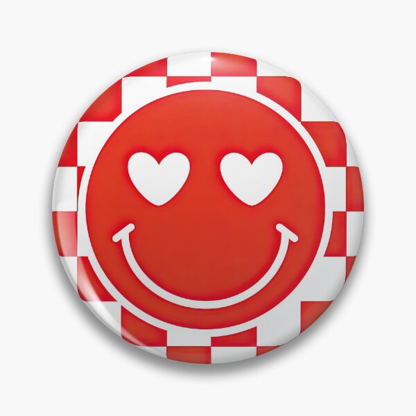 Item preview, Red Checkerboard Heart Eyes Smiley Face Retro Pop Art designed and sold by ArtfulWeave.