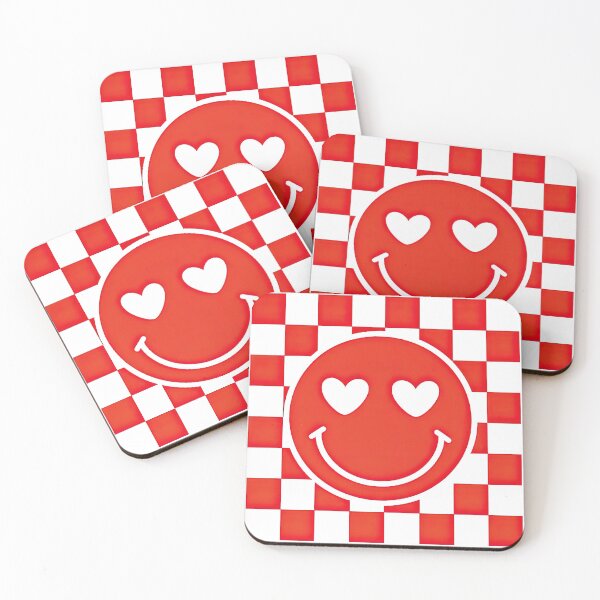 Item preview, Red Checkerboard Heart Eyes Smiley Face Retro Pop Art designed and sold by ArtfulWeave.