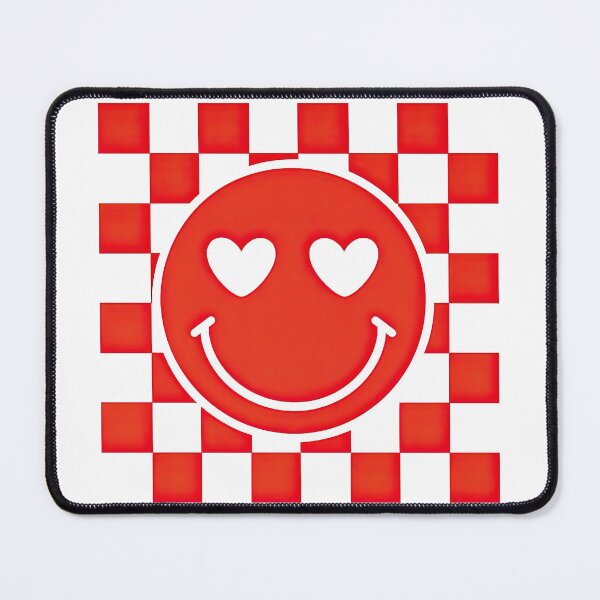 Item preview, Red Checkerboard Heart Eyes Smiley Face Retro Pop Art designed and sold by ArtfulWeave.