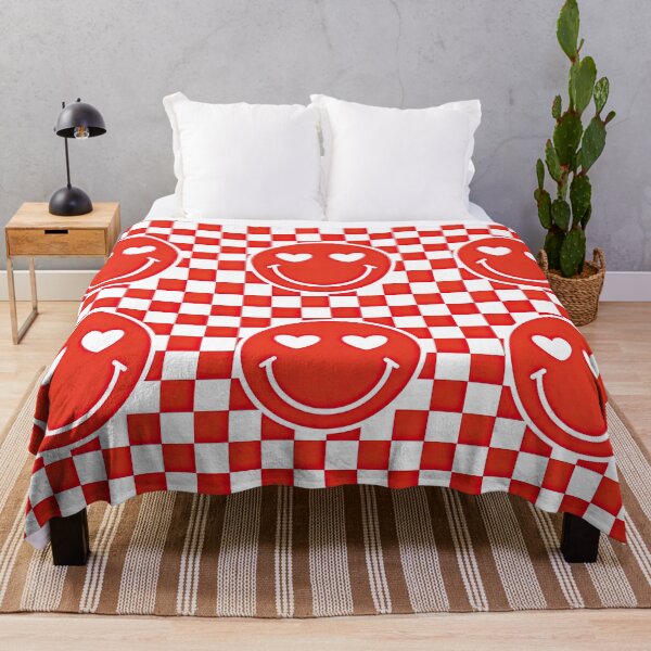 Item preview, Red Checkerboard Heart Eyes Smiley Face Retro Pop Art designed and sold by ArtfulWeave.
