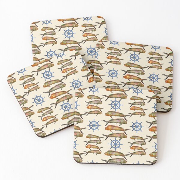 Item preview, Nautical Fish & Ship Wheel Pattern – Coastal Marine Seamless Design designed and sold by Almanzart.