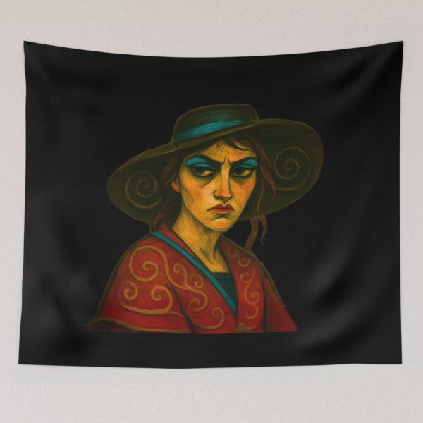 Item preview, Woman in a hat with blue makeup designed and sold by MaPerle.
