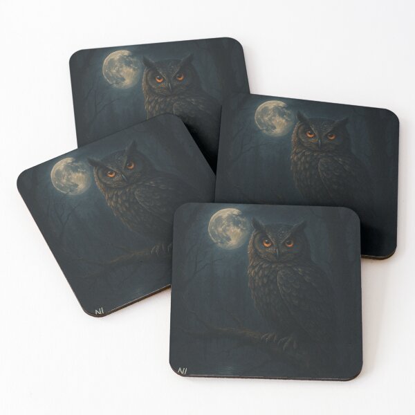 Item preview, Mystic Owl under the Moon – Dark Fantasy – NatureInstinct designed and sold by NatureInstinct.