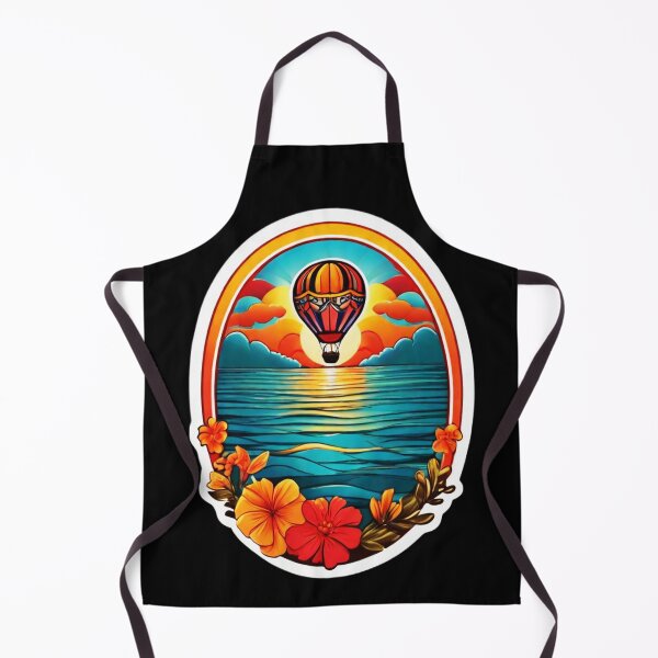 Item preview, Hot Air Balloon Over Calm Ocean at Sunset with Hawaii Orchids designed and sold by NautiChic.