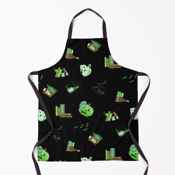 Item preview, Halloween Tossed Pumpkins Black Cats Magic Potion Bottles Spell Books Eyeballs Spiderwebs - Green designed and sold by piptompatternco.