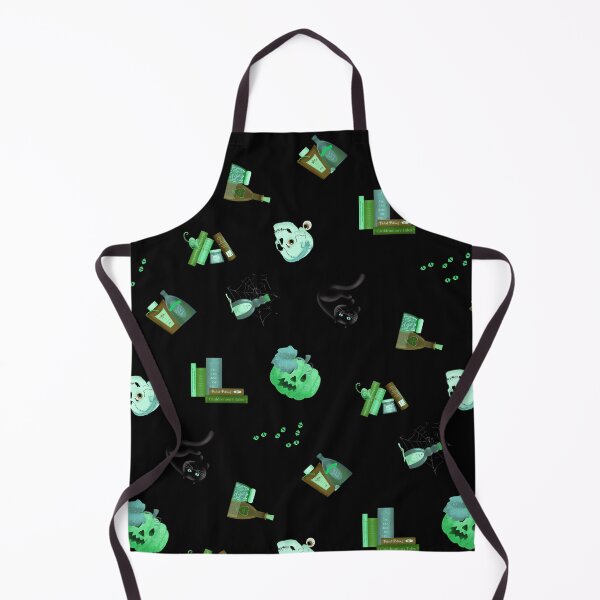 Item preview, Halloween Tossed Pumpkins Black Cats Magic Potion Bottles Spell Books Eyeballs Spiderwebs - Green designed and sold by piptompatternco.
