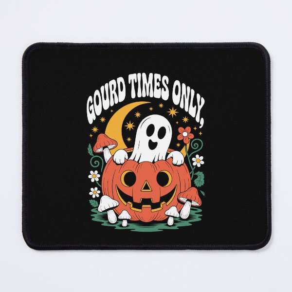 Item preview, Copy of Gourd Times Only: A retro-style illustration. A cheeky ghost with a wide grin pops out of a carved jack-o'-lantern. For the Halloween festivities. designed and sold by Grang Art Artistic Designs.