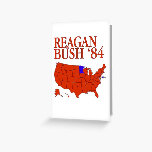 Reagan Bush 84 Retro Logo Red White Blue Election Map Ronald George