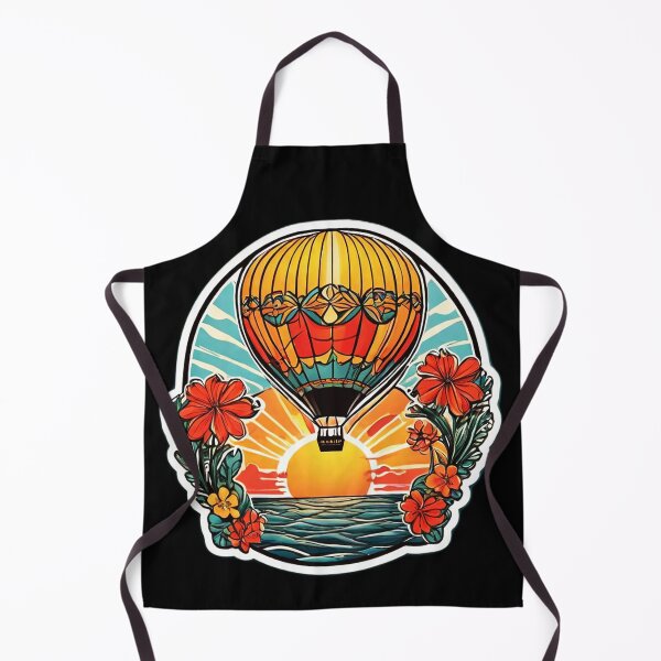Item preview, Art Deco Hot Air Balloon at Sunset with Hawaii Flowers designed and sold by NautiChic.