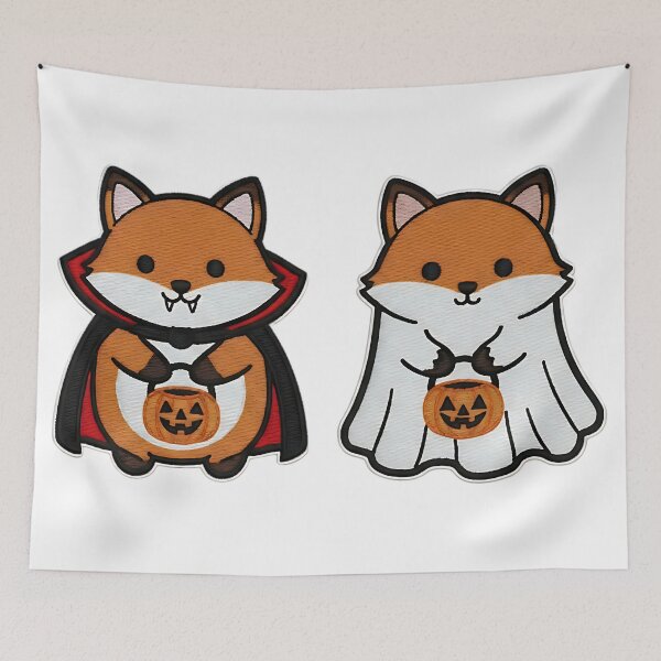 Item preview, Halloween Fox Duo Cute Vampire Fox and Ghost Fox Trick or Treat Pumpkin Costume designed and sold by ArtDesignTp.
