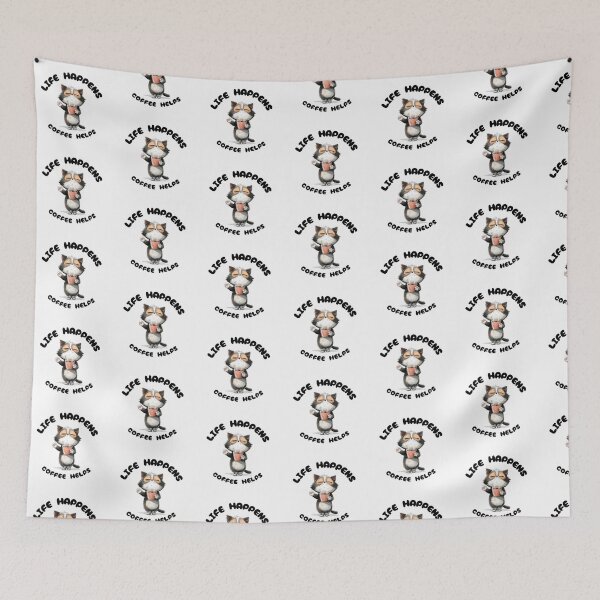 Aperçu de l'œuvre Le café est une aide précieuse – Motif chat mignon et décontracté pour les amateurs de café créée et vendue par Lemon-Monday.