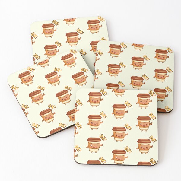 Item preview, Cute kawaii coffee cup pattern – a fun design for coffee lovers designed and sold by IrinaCuteLab.