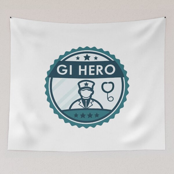 Item preview, GI Hero – Endoscopy Colonoscopy Badge Emblem Design designed and sold by VividOrganica.