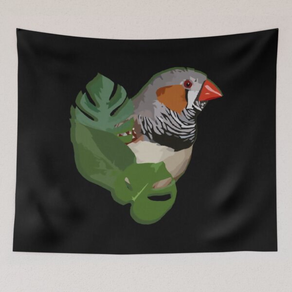 Item preview, Zebra Finch With Monstera Plant Leaves 	 	 designed and sold by antebyagaathx.