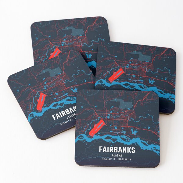 Item preview, Fairbanks Red & Blue Minimalist Map designed and sold by HomeLivingCo.