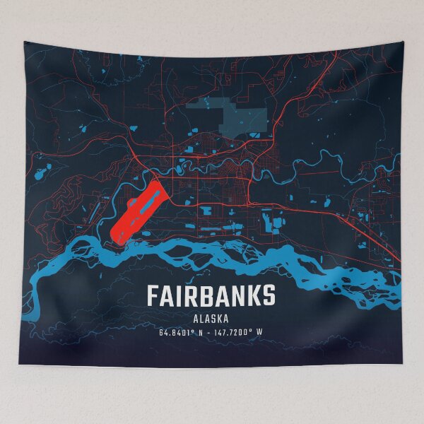 Item preview, Fairbanks Red & Blue Minimalist Map designed and sold by HomeLivingCo.