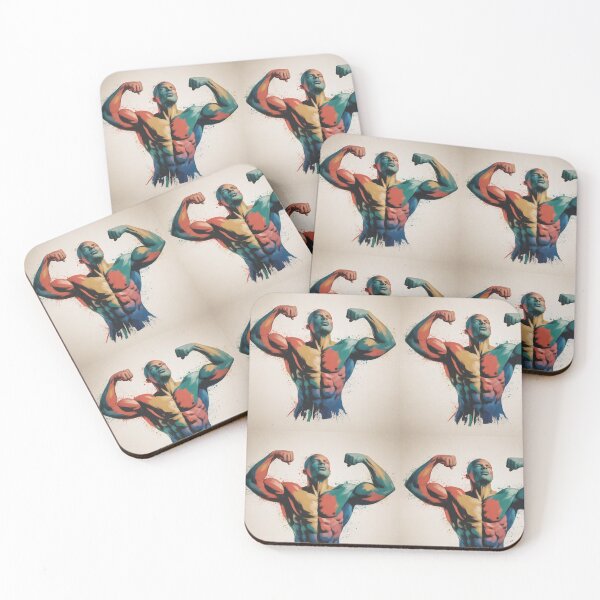 Item preview, Abstract Bodybuilder Portrait – Vibrant Expressive Flexing Silhouette Art in Bold Brush Strokes designed and sold by VibeCraftique.