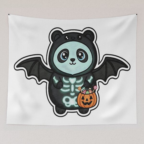 Item preview, Halloween Panda Skeleton Bat Costume Cute Spooky Bear Trick or Treat Pumpkin designed and sold by ArtDesignTp.