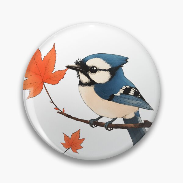 Item preview, Cute Blue jay bird seating on Maple brunch designed and sold by Anicue.