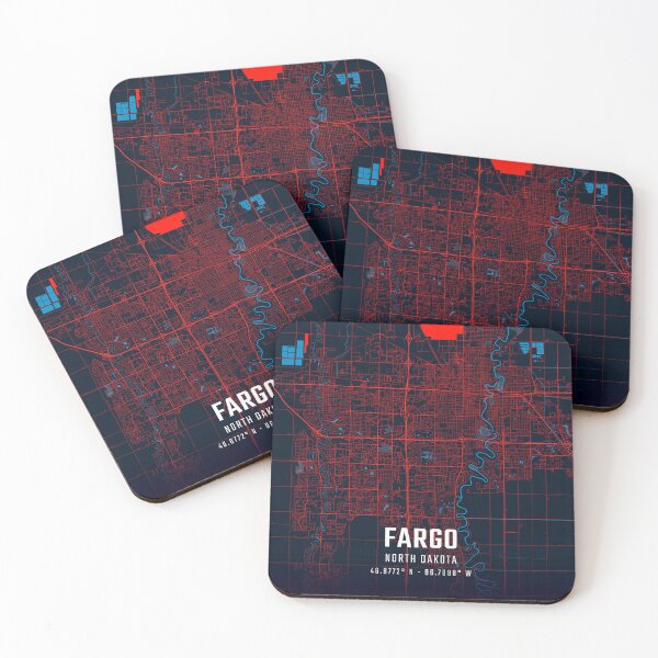 Item preview, Fargo Red & Blue Minimalist Map designed and sold by HomeLivingCo.