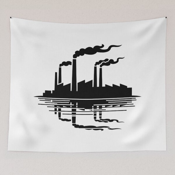 Item preview, Industrial Factory Silhouette with Smog Reflection designed and sold by Silent Watch Threads..