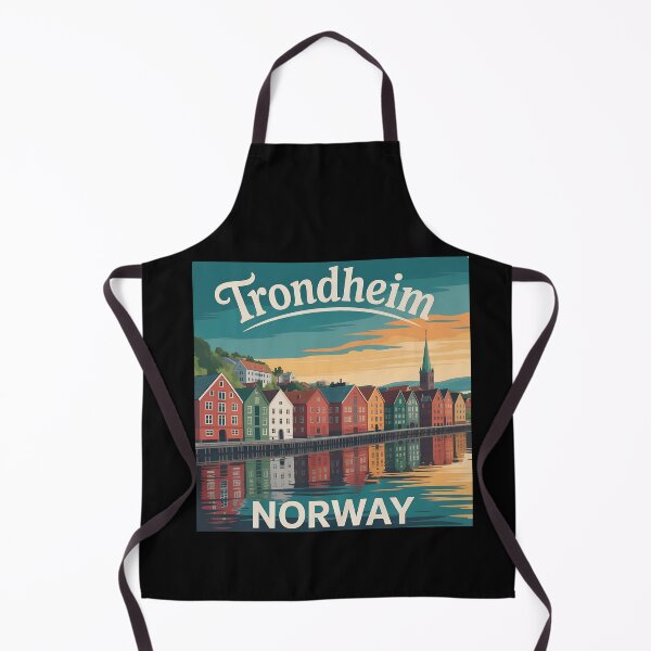 Item preview, Trondheim Norway Vintage Travel Poster – Colorful Waterfront Cityscape designed and sold by VividOrganica.
