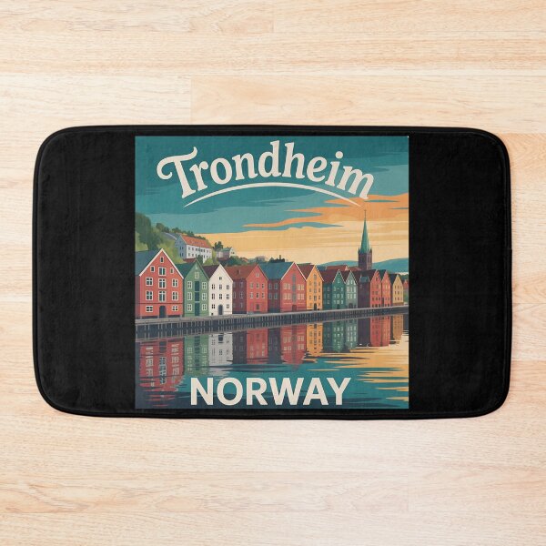 Item preview, Trondheim Norway Vintage Travel Poster – Colorful Waterfront Cityscape designed and sold by VividOrganica.