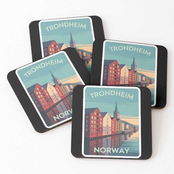 Item preview, Trondheim Norway Waterfront Poster – Retro Scandinavian Travel Art designed and sold by VividOrganica.