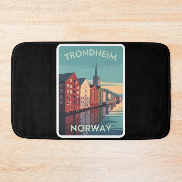 Item preview, Trondheim Norway Waterfront Poster – Retro Scandinavian Travel Art designed and sold by VividOrganica.