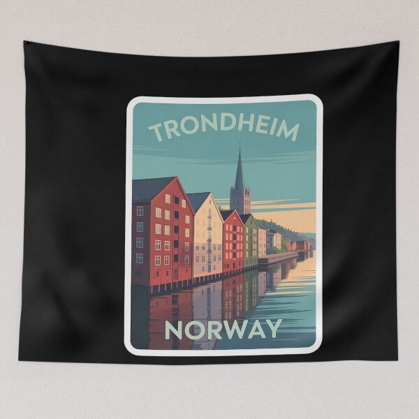 Item preview, Trondheim Norway Waterfront Poster – Retro Scandinavian Travel Art designed and sold by VividOrganica.