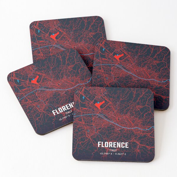 Item preview, Florence Red & Blue Minimalist Map designed and sold by HomeLivingCo.