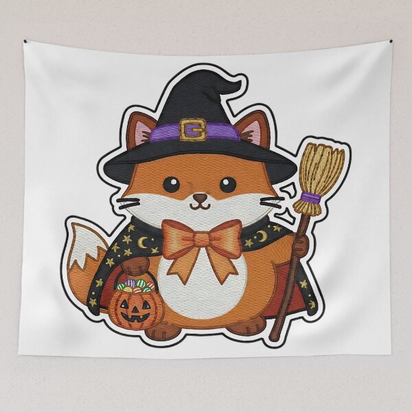 Item preview, Halloween Fox Witch Costume Cute Spooky Animal with Broom Trick or Treat Pumpkin designed and sold by ArtDesignTp.
