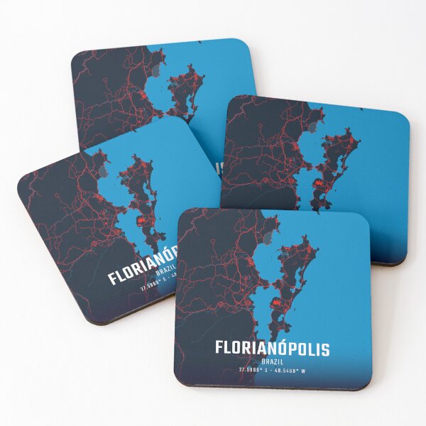 Item preview, Florianópolis Red & Blue Minimalist Map designed and sold by HomeLivingCo.