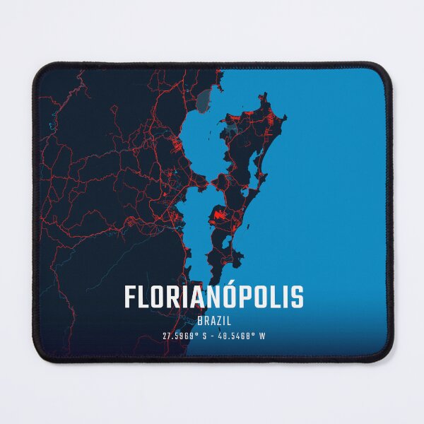 Item preview, Florianópolis Red & Blue Minimalist Map designed and sold by HomeLivingCo.