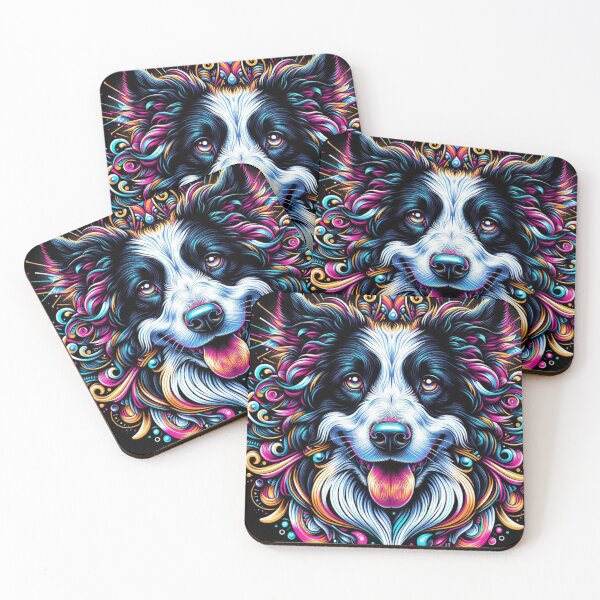 Item preview, Fun Colorful Border Collie Portrait designed and sold by Wags & Tails.