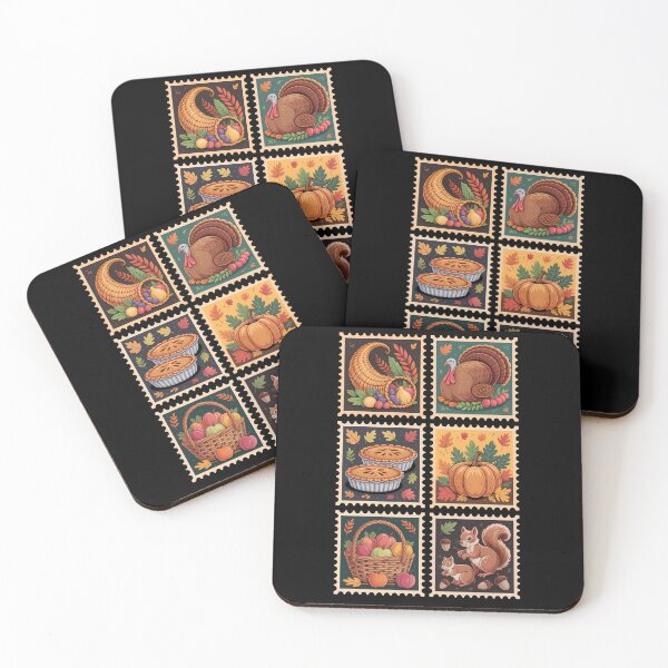 Item preview, Thanksgiving Retro Stamps designed and sold by Funny Vintage Stickers And T-Shirts.