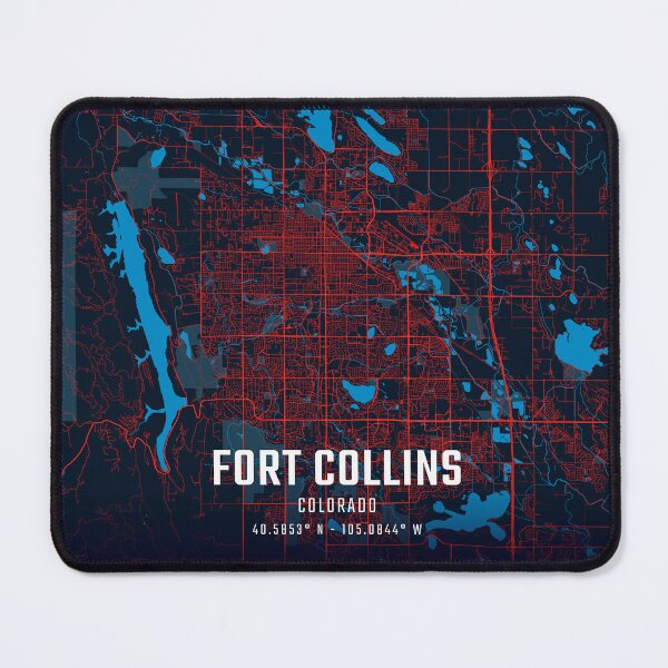 Item preview, Fort Collins Red & Blue Minimalist Map designed and sold by HomeLivingCo.