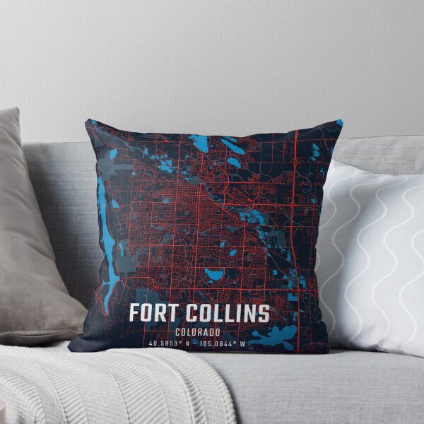 Item preview, Fort Collins Red & Blue Minimalist Map designed and sold by HomeLivingCo.