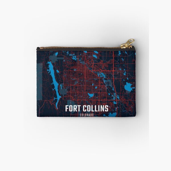 Item preview, Fort Collins Red & Blue Minimalist Map designed and sold by HomeLivingCo.