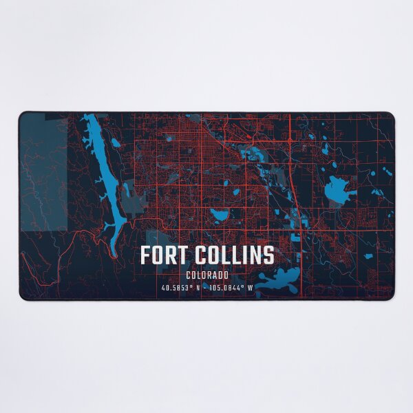 Item preview, Fort Collins Red & Blue Minimalist Map designed and sold by HomeLivingCo.