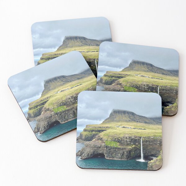 Item preview, Majestic Coastal Waterfall Cliff Landscape designed and sold by Aurora Prints.