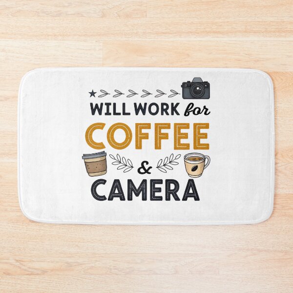 Item preview, Will Work for Coffee and Camera | Funny Videographer Quote Design designed and sold by VividOrganica.
