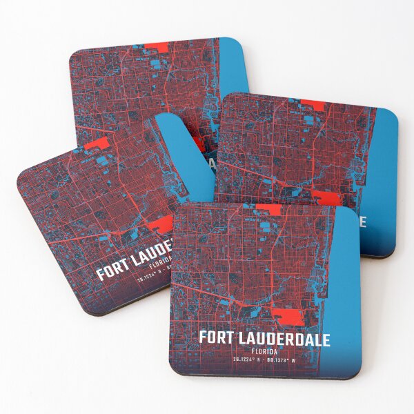 Item preview, Fort Lauderdale Red & Blue Minimalist Map designed and sold by HomeLivingCo.