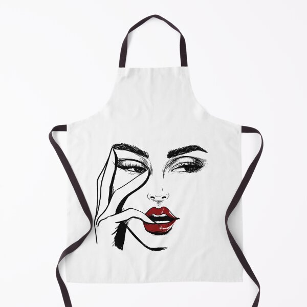 Item preview, Woman face with red lips line art sketch designed and sold by LinaDesign Store.