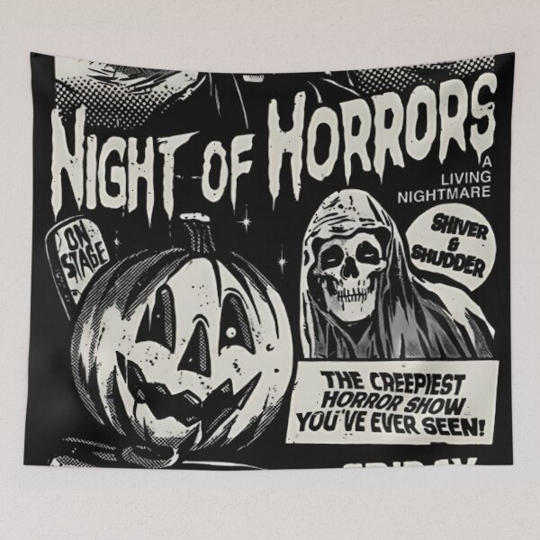 Item preview, Night of Horrors Shirt – Friday the 13th Creepy Show Tee, Vintage Halloween Horror Graphic designed and sold by KarinDraper.