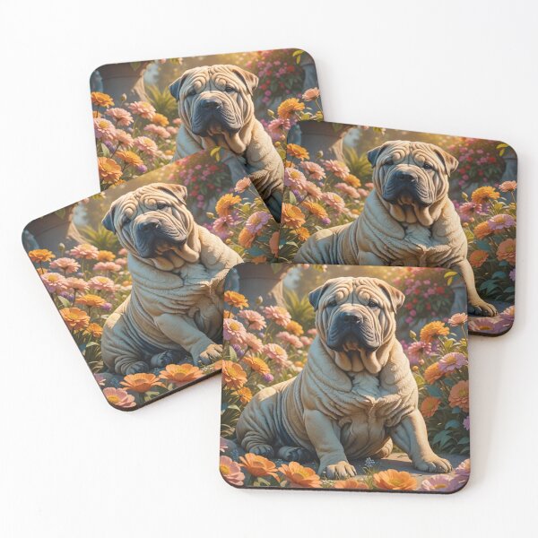 Item preview, Shar Pei in Blooming Garden designed and sold by Wags & Tails.