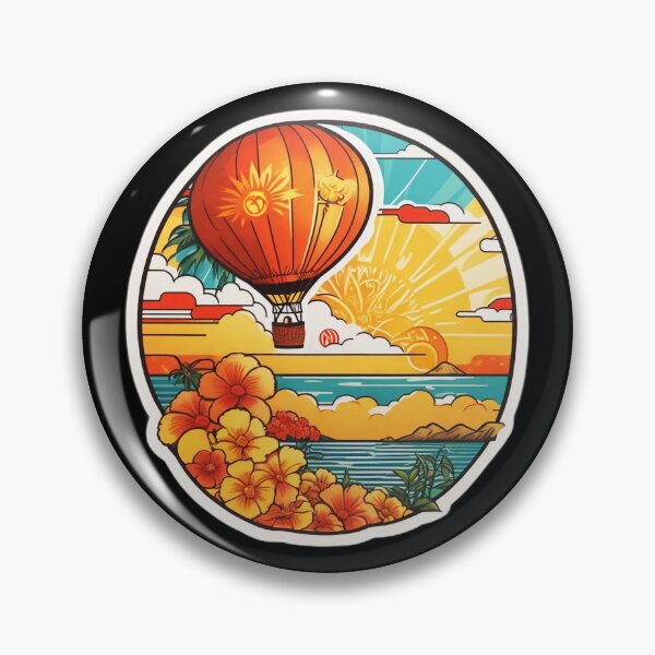 Item preview, Sunny Day Hot Air Balloon over The Ocean with Hawaii Orchids designed and sold by NautiChic.