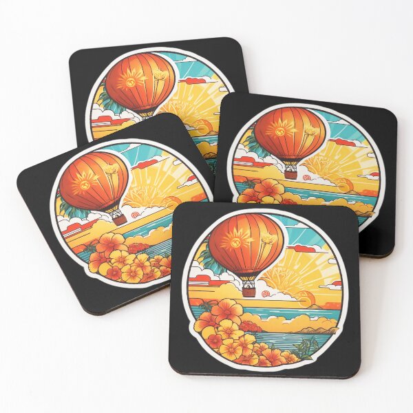 Item preview, Sunny Day Hot Air Balloon over The Ocean with Hawaii Orchids designed and sold by NautiChic.