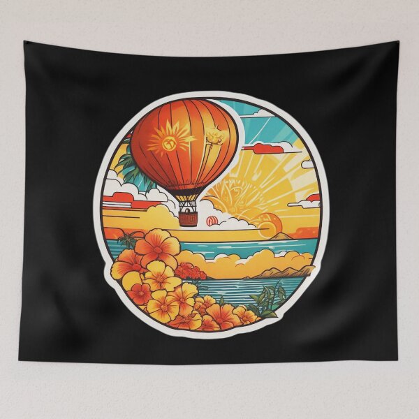 Item preview, Sunny Day Hot Air Balloon over The Ocean with Hawaii Orchids designed and sold by NautiChic.