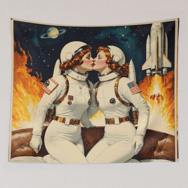 Item preview, Dames dans L'Espace 5; AI Retro Aesthetic designed and sold by NickWhittleArt.